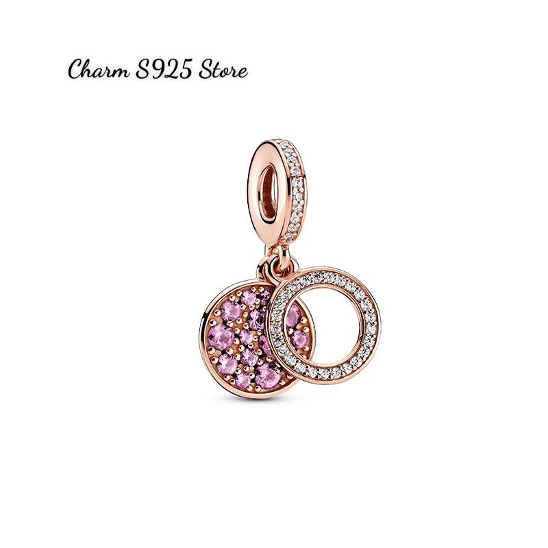 charm pan treo đính đá hồng bạc s925 cao cấp