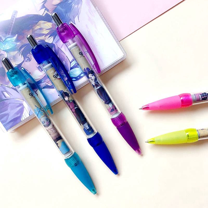 Bút bi bấm nhiều hình dễ thương mực đen New Demon Slayer Kimetsu No Yaiba Tanjirou Nezuko Kochou Shinobu Agatsuma Zenitsu 0.7mm Ballpoint Pen Press Style Ball Pens For School Office Stationery kids gift