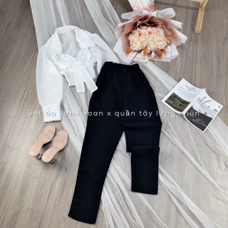 Quần tây lưng thun chất vải Kate dày