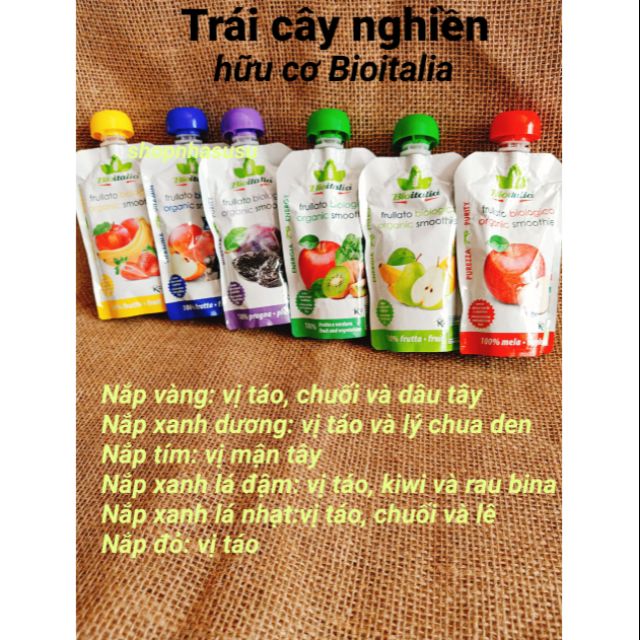 Smoothie Organic Trái cây nghiền hữu cơ Bioitalia