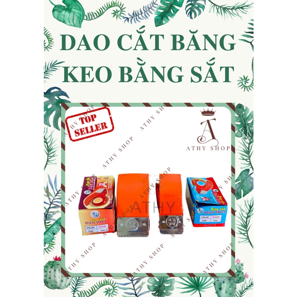 DAO CẮT BĂNG KEO BẰNG SẮT 5CM 7CM DÂN HOA, tay kéo băng dính bảng lớn 5 7 cm, dụng cụ cắt băng keo cầm tay màu cam