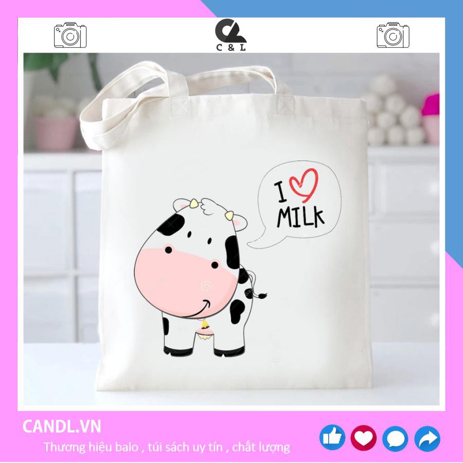 [Sao chép]TÚI VẢI, TÚI TOTE ĐEO VAI ULZZANG HÌNH BÒ SỮA , CHẤT VÃI CANVAS XUONGMAITNT - BS02