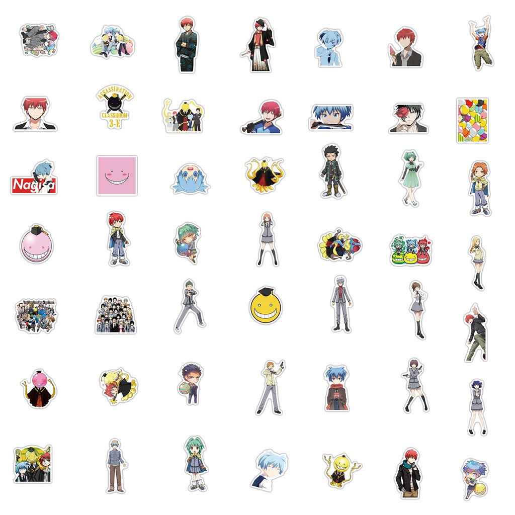 Set 50 / 25 / 10 miếng dán hình hoạt hình anime Assassination Classroom trang trí đa năng