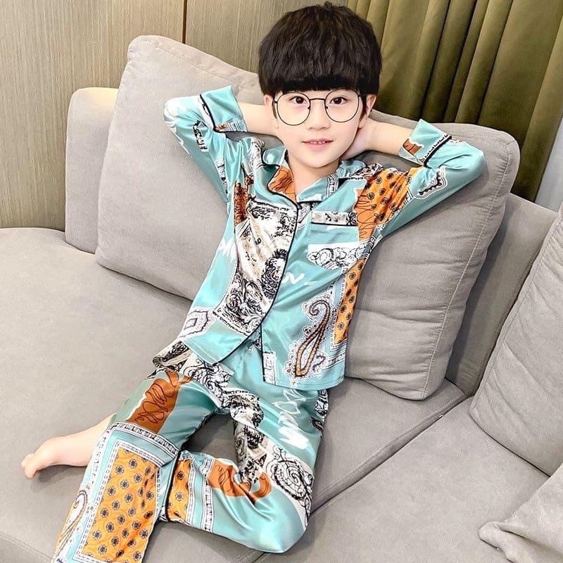 Bộ pijama bé trai 🌸HÀNG CAO CẤP🌸 Bộ ngủ bé trai dài tay quần dài chất liệu satin mềm mịn