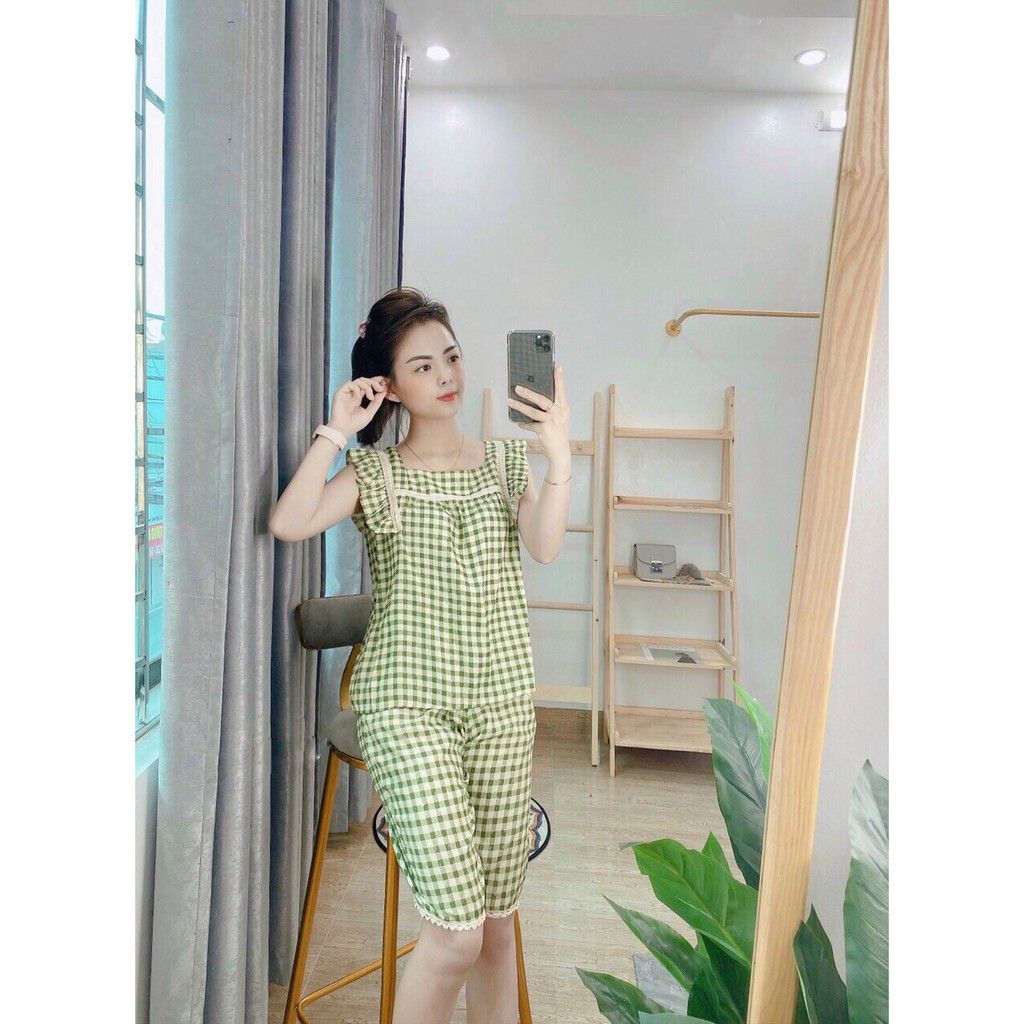 Đồ Bộ Lửng Mặc Nhà Caro Chất Đũi Lạnh Mềm Mát Có Size | BigBuy360 - bigbuy360.vn