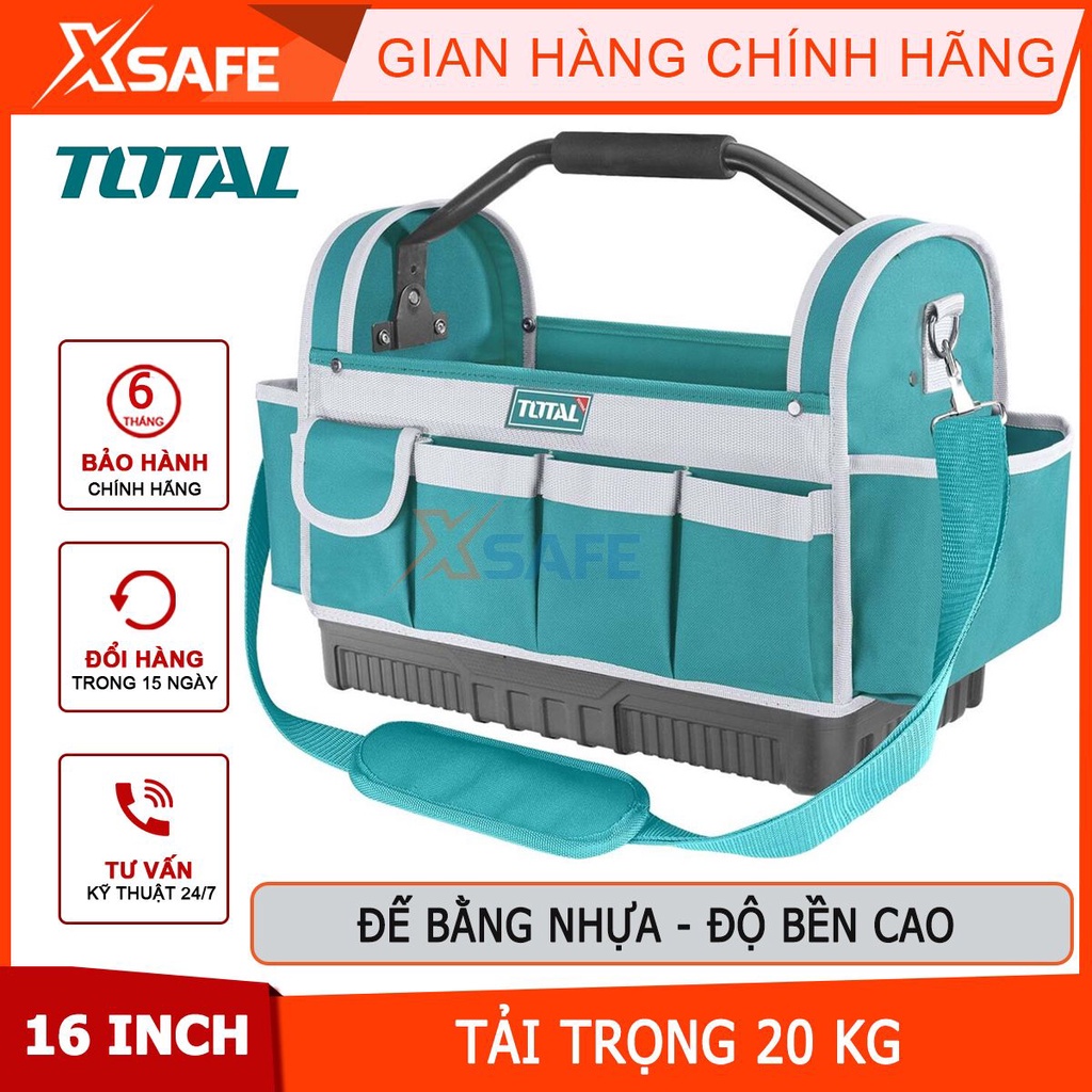 Giỏ đựng công cụ 16 inch TOTAL THT36L02, túi đựng đồ nghề 12 túi đựng dụng cụ, chất liệu 600D polyester dày dặn,cứng cáp