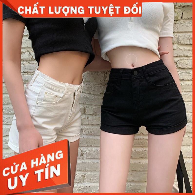 QUẦN SHORT JEANS TRẮNG/ĐEN CO GIÃN LƯNG CAO- hình thật sp