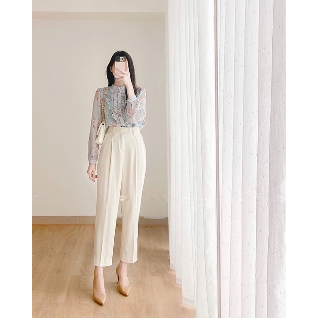 Áo sơ mi hoa phong cách thời trang công sở Xuân hè A63