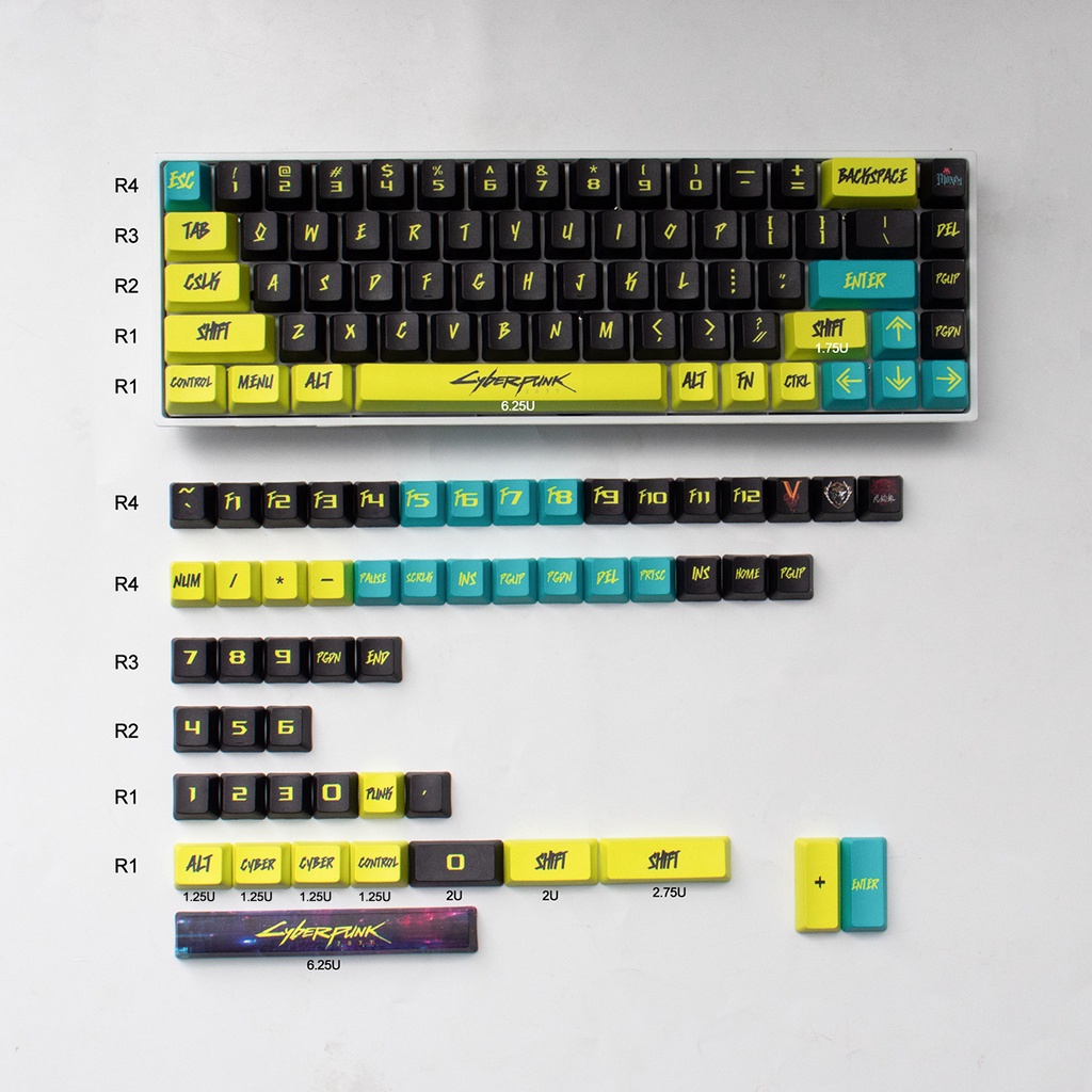 Cyberpunk  keycaps  OEM profile  Dye-Sublimation PBT keycap  122keys