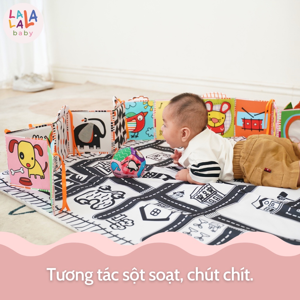 Sách Vải kiêm Quây cũi Kích thích thị giác cho bé Lalala Baby 3in1