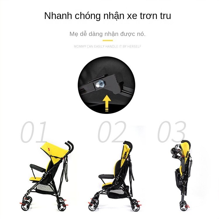 Xe đẩy trẻ em siêu nhẹ và di động, xe đẩy mùa hè ngồi có ô