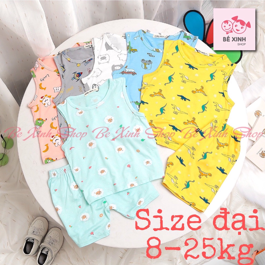 Ba Lỗ Đồ Bộ Cho Bé Trai, Bé Gái Minky Mom Thun Lạnh [Giá Sale] Bộ Quần Áo Cho Bé 3 Lỗ SÁT NÁCH HỌA TIẾT Thun Mát Lạnh hè