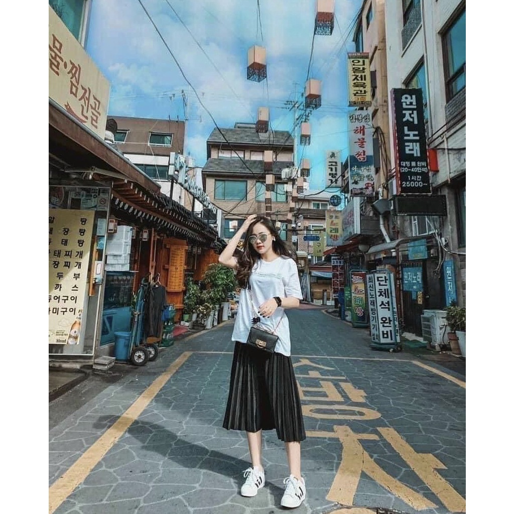 Chân Váy Xếp Li Dài - Váy voan đen cạp chun nữ Daski | BigBuy360 - bigbuy360.vn