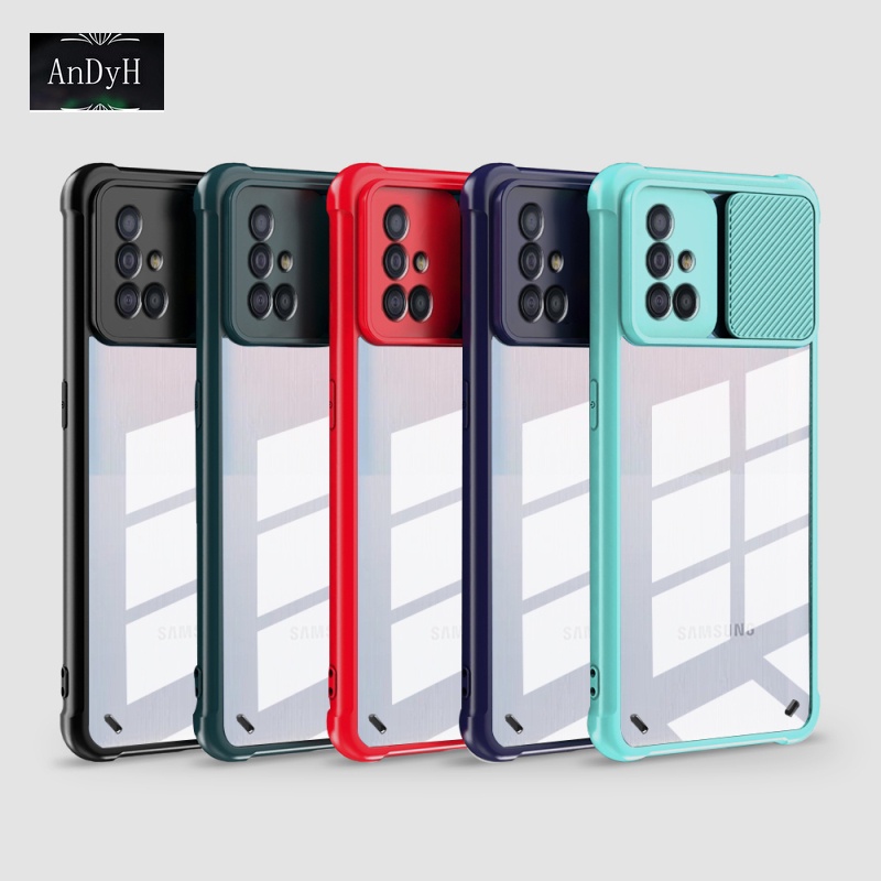 Ốp Điện Thoại Pc Cứng Nhám Trong Suốt Có Nắp Trượt Bảo Vệ Camera Cho Samsung Galaxy A51 4g A71 4g