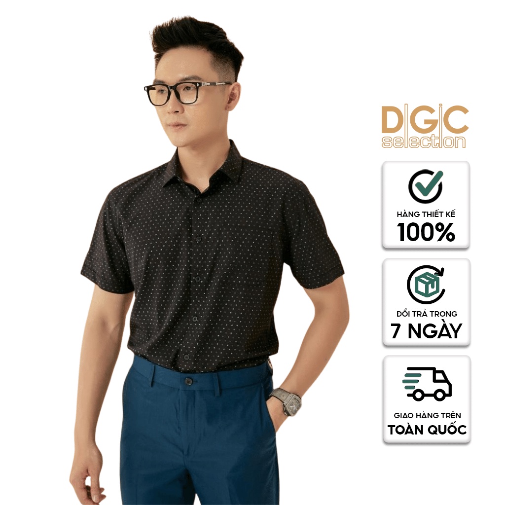 Áo sơ mi nam DGCs ngắn tay dáng suông, chất vải sợi tre Bamboo thoáng mát thấm hút tốt SASNBB14M