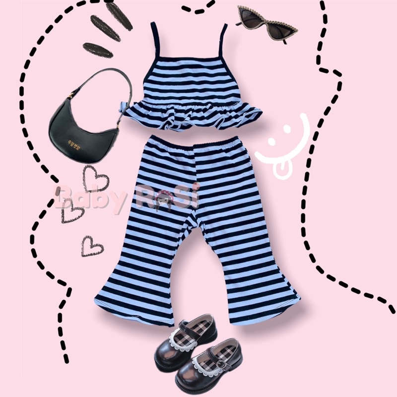 Sét áo bèo và quần loe sọc cho bé