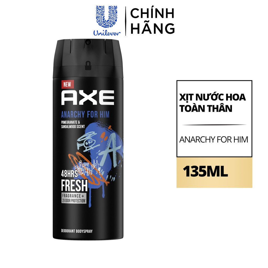 [HB GIFT] Xịt nước hoa toàn thân nam AXE Anarchy for Him với hương lựu đỏ và gỗ đàn hương 135ml