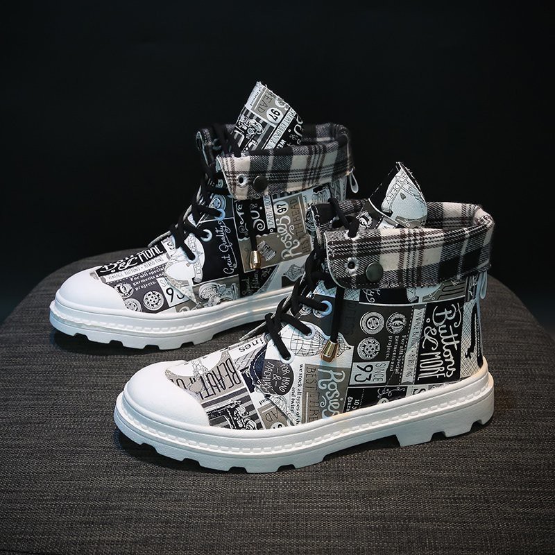 [GIÁ TỐT] Siêu Phẩm Giày Nữ Graffiti High Top Boots - Trend HÀN QUỐC