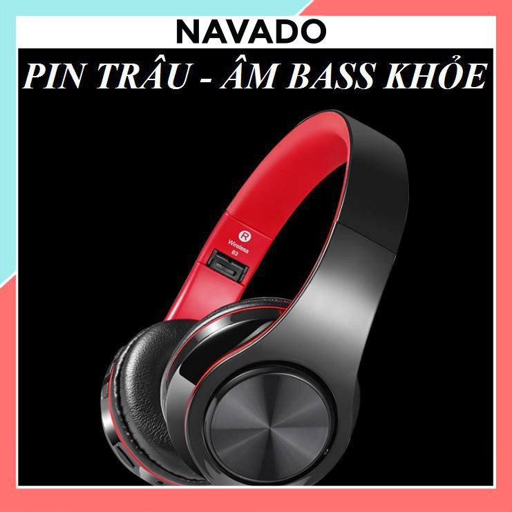 Tai nghe chụp tai bluetooth B3, headphone bluetooth có mic đàm thoại bass cực căng