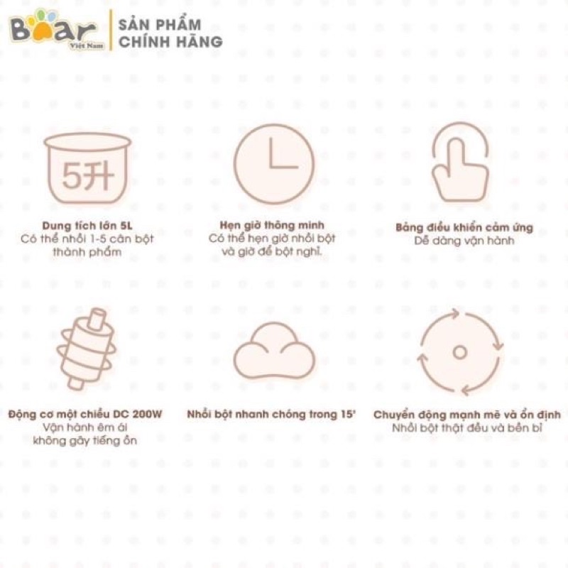 Máy nhào bột bear dung tích 5l mã HMJ-A50B1