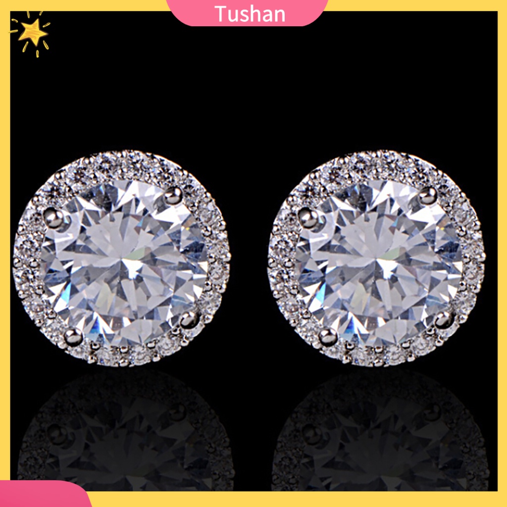 Bông tai mạ bạch kim đính đá thiết kế thời trang cho nữ