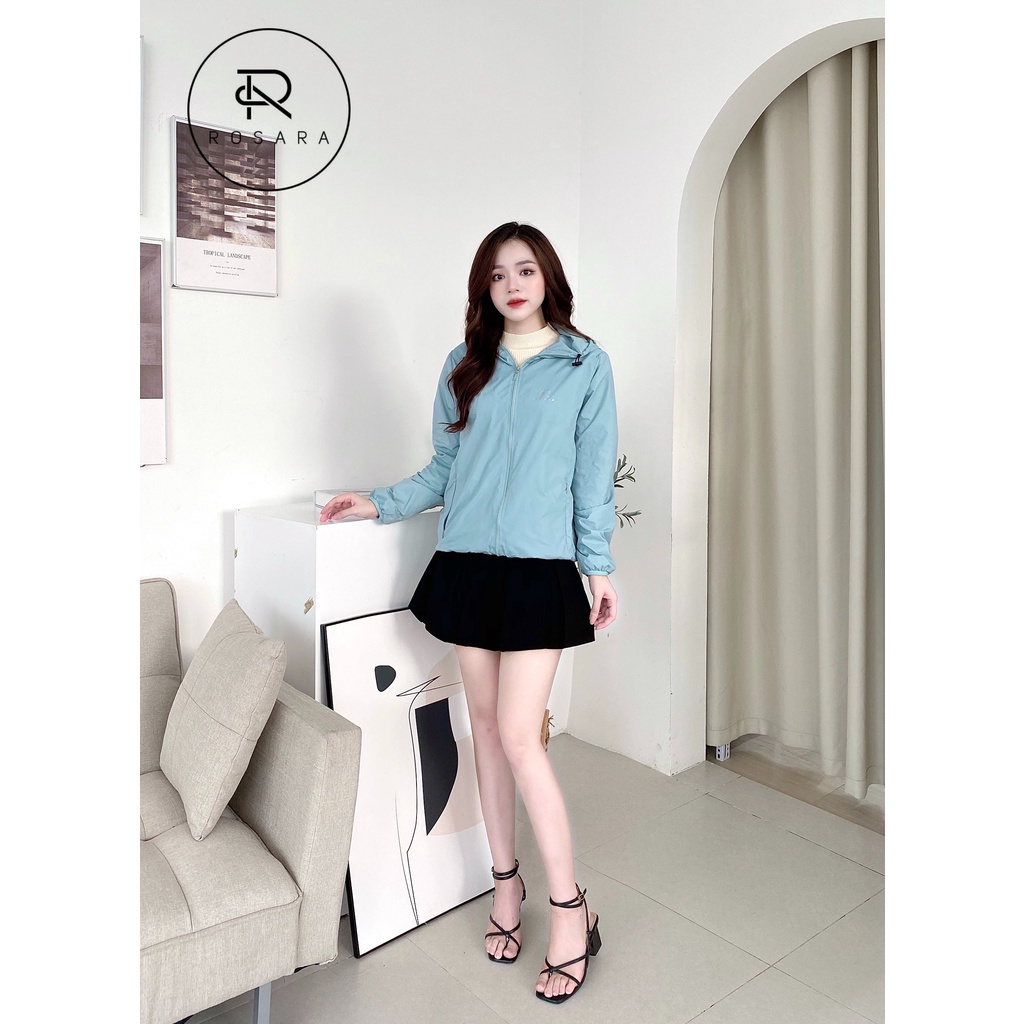 Áo khoác gió 2 lớp thời trang nữ có mũ Rosara ACN40