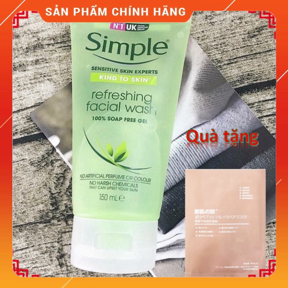 Sữa Rửa Mặt Dạng Gel Simple Kind To Skin Refreshing Facial Wash 150ml | BigBuy360 - bigbuy360.vn