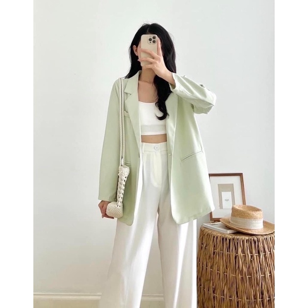Áo blazer đệm vai kiểu dáng Hàn Quốc - Áo khoác form rộng