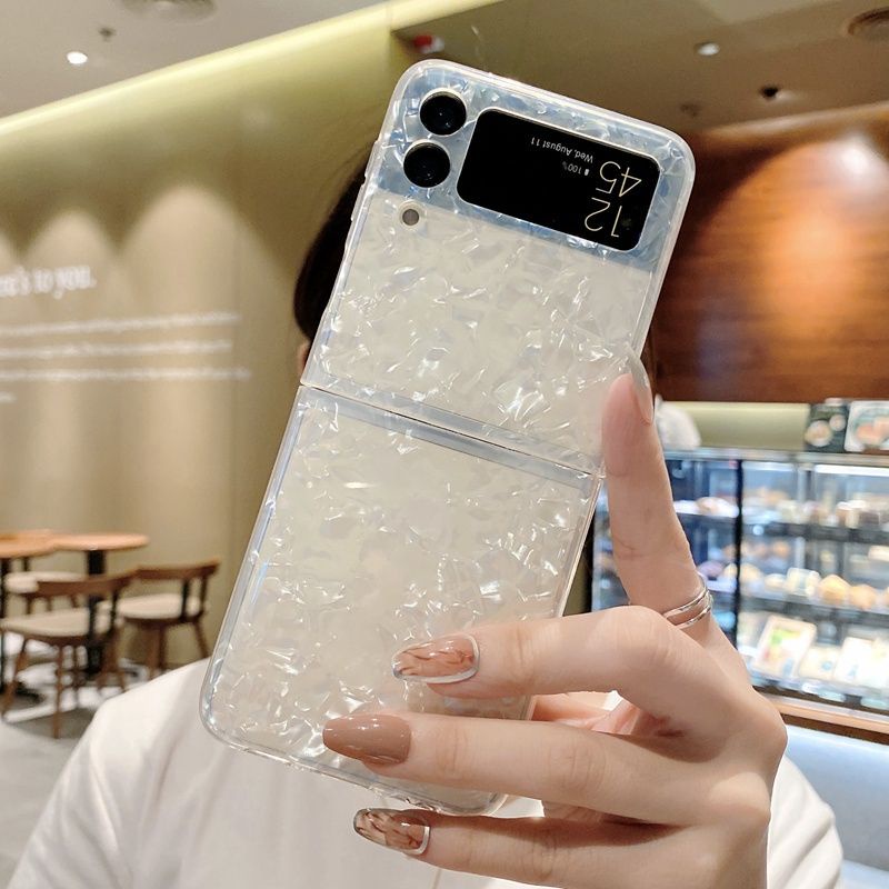Ốp Samsung Z Flip 4 - ZFlip 3 - ZFlip3 - ZFlip4 5G vân ánh đá lấp lánh có viền bảo vệ camera và phím âm lượng