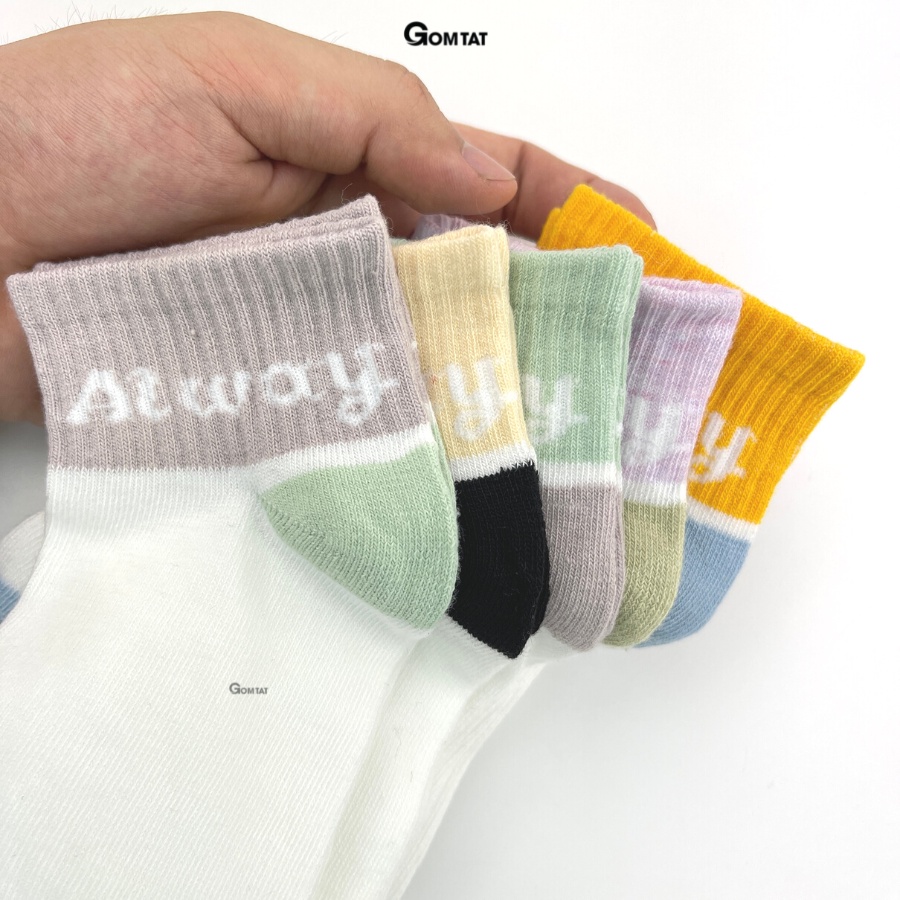Set 5 Đôi Tất Nữ Cổ Ngắn GOMTAT Nhiều Màu Dễ Thương, Vớ Nữ Cổ Thấp Phong Cách Hàn Quốc - CB040