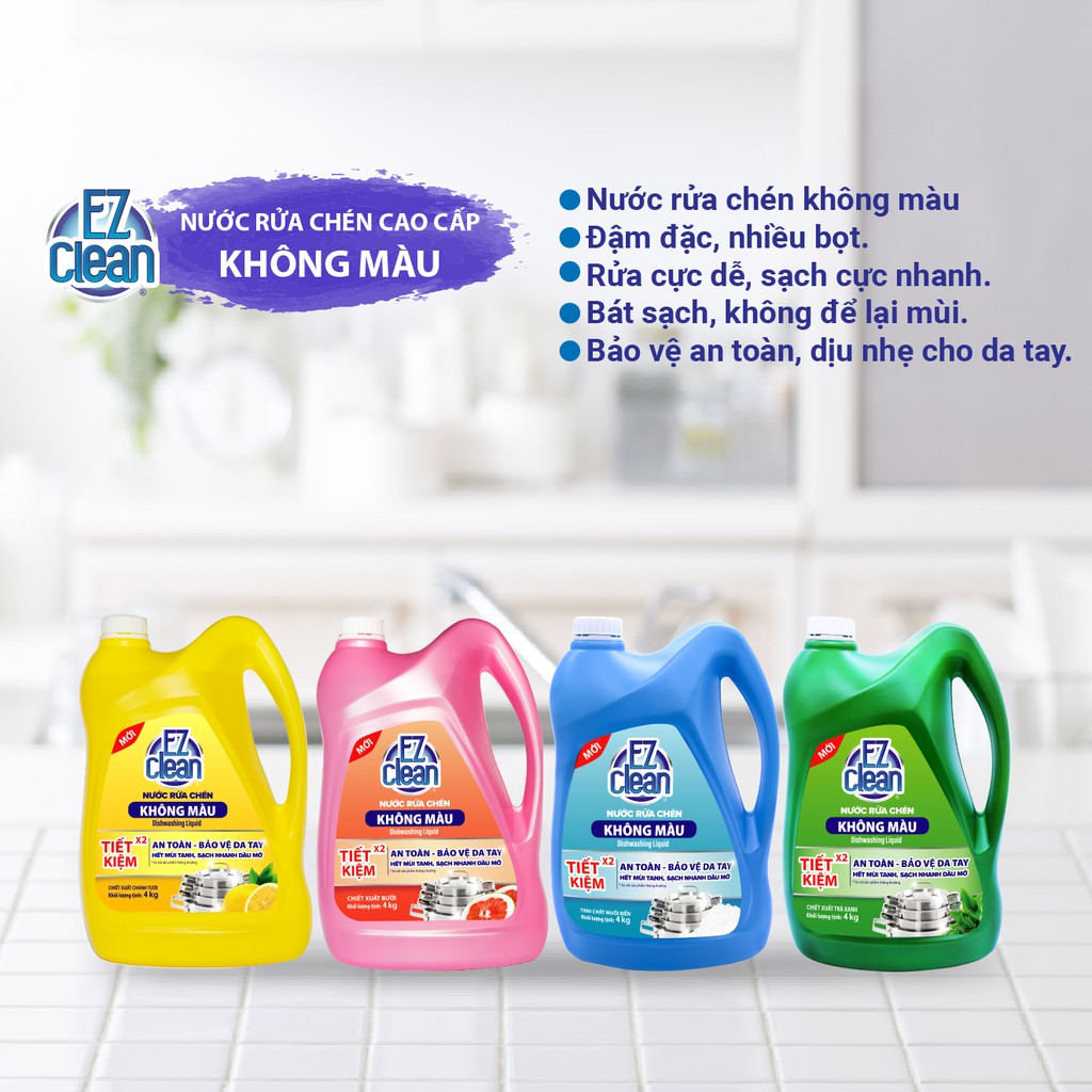 Nước rửa chén EZ CLEAN Hương Bưởi 4Kg