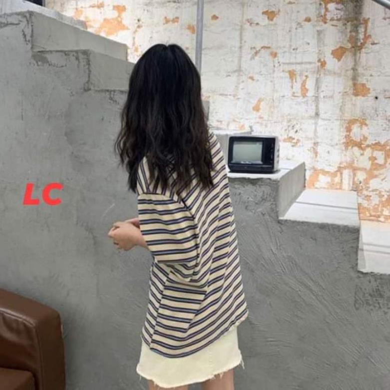 Áo thun tay lỡ Unisex Winxx, áo phông nam nữ kẻ ngang form rộng Hàn Quốc ATL03 new ྇