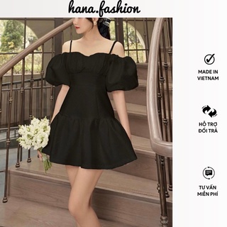 Đầm dự tiệc 2 dây trễ vai tay phồng đầm phù hợp đi chơi dự tiệc phong cách thời trang trẻ trung