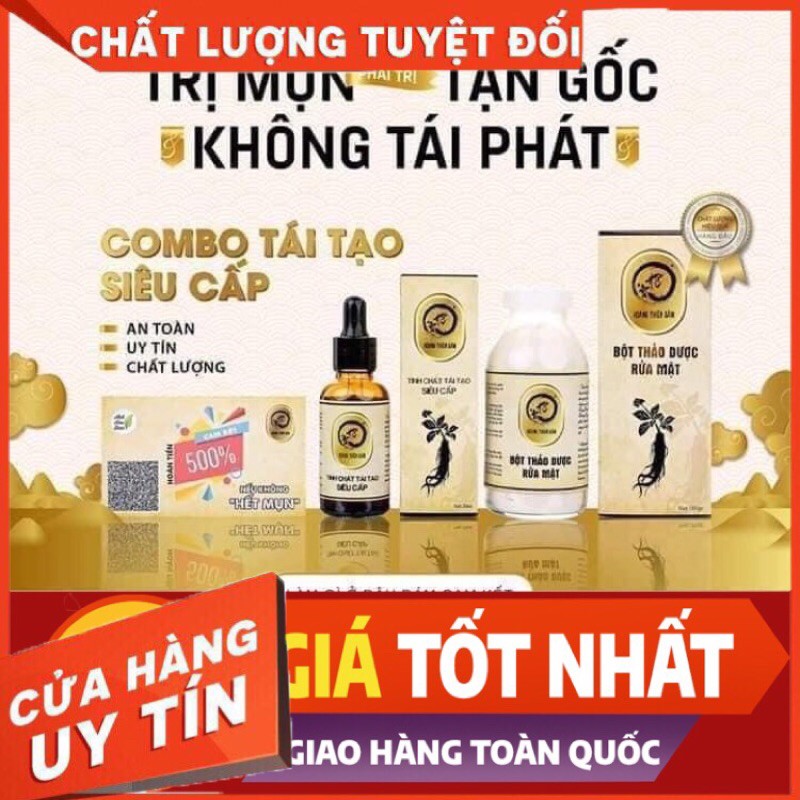 Combo Tinh chất tái tạo & bột rửa mặt Hoàng Thiên Sâm💢Trả lại làm nét xuân cho da trắng mụn hồng hào