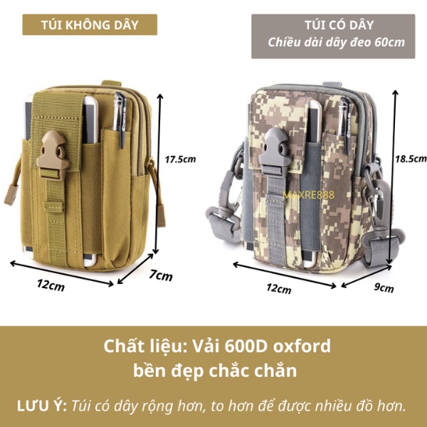 Túi Đeo Hông Đựng Điện Thoại Kiểu Dáng Quân Đội Có Dây Đeo Chéo-DTA7
