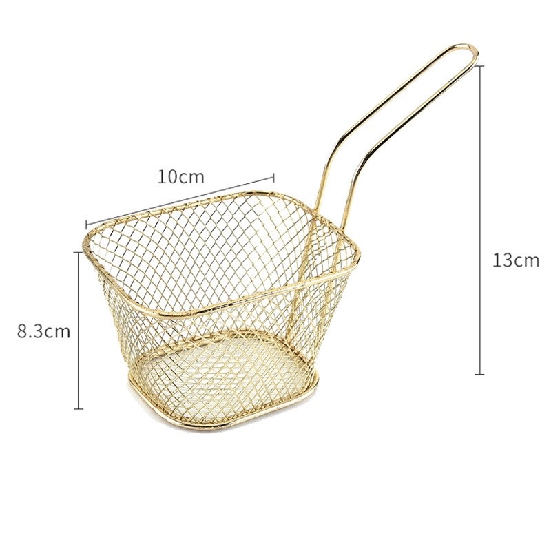 Giỏ sắt đựng đồ chiên có tay cầm ráo dầu nhiều màu tiện dụng