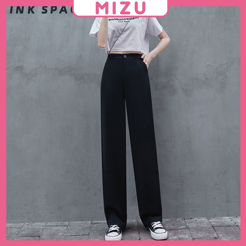Quần ống rộng suông nữ MIZU lưng cao nhiều màu chất Ruby Hàn dễ phối đồ , Thời Trang Miu Clothing