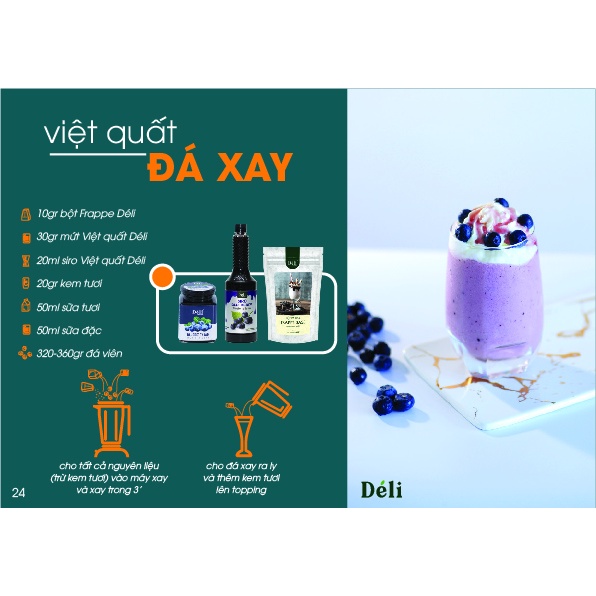 Mứt Việt quất cao cấp Déli [GIÁ TỐT] VỊ NGON THIÊN NHIÊN (850gr)  Nguyên liệu pha chế trà sữa, trà trái cây