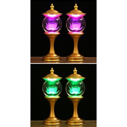 CẶP 2 CÂY ĐÈN LED PHA LÊ HOA SEN 7 MÀU THỜ CÚNG TRANG TRÍ
