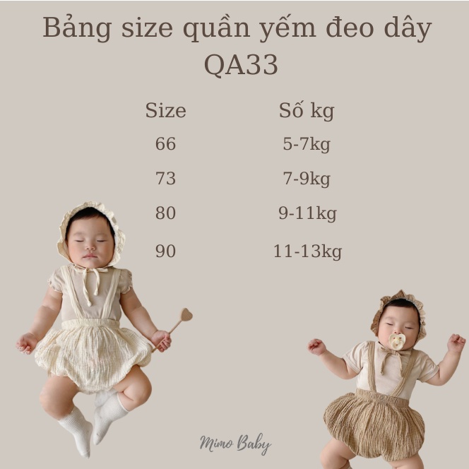 Quần yếm đeo dây xô muslin, quần boom phong cách hàn quốc xinh xắn cho bé QA33 Mimo Baby