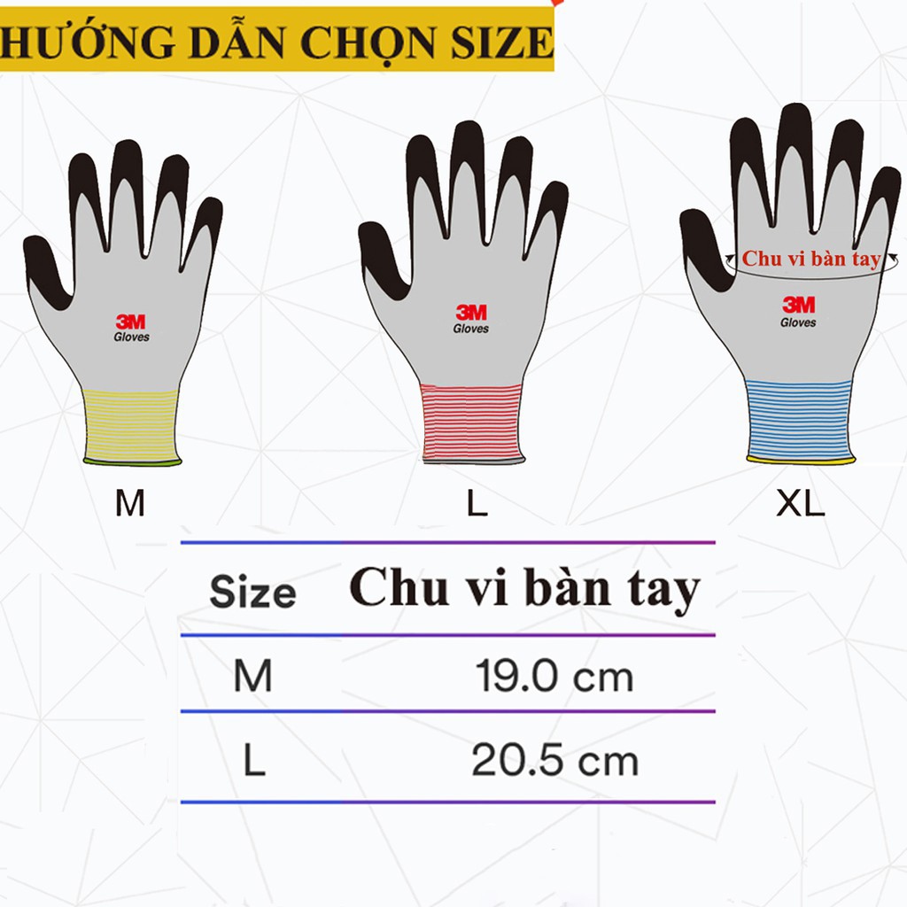 Găng tay lao động sợi len, găng tay bảo hộ lao động 3M chống cắt cấp độ 1 3 5 - Tổng kho kim khí điện nước