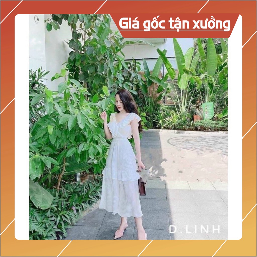 ĐẦM MAXI CỔ V DẬP LY