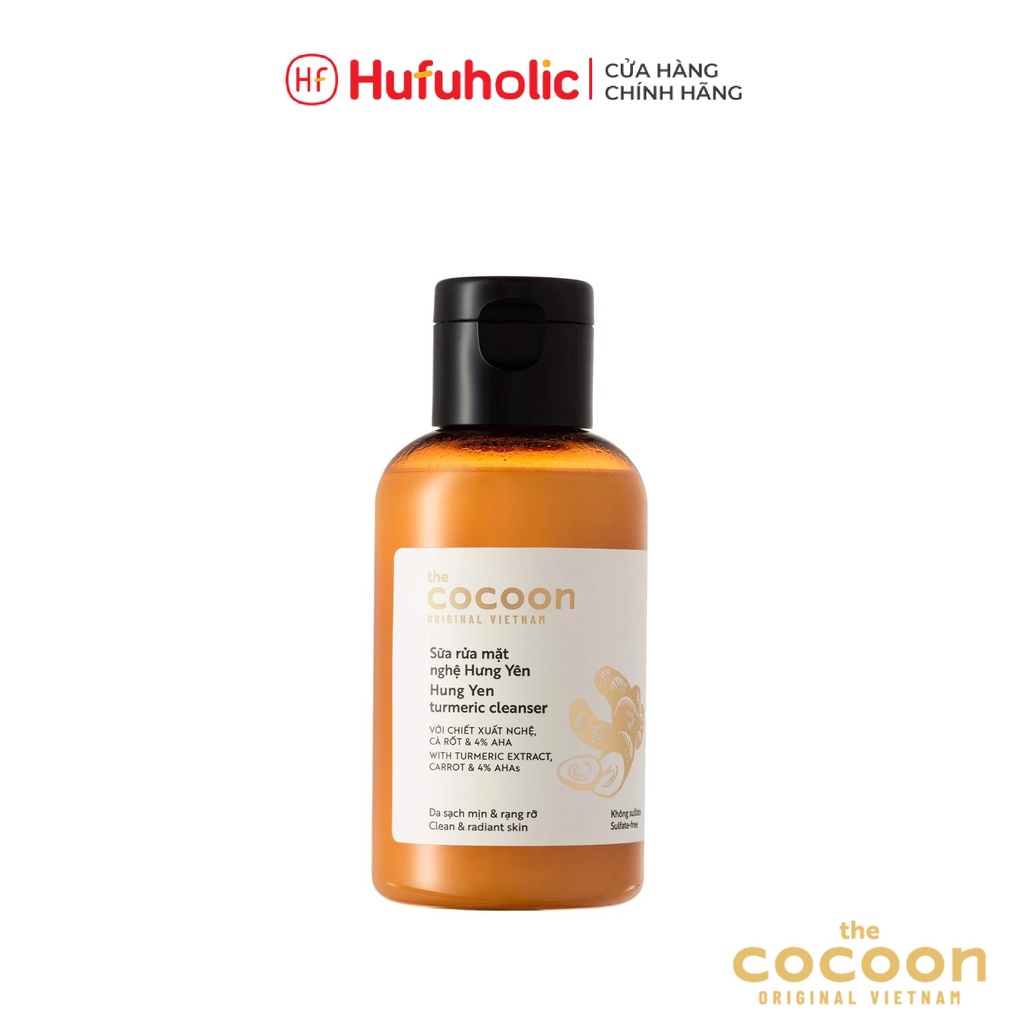 Sữa rửa mặt nghệ Hưng Yên COCOON Hung Yen Turmeric Cleanser tẩy tế bào chết da sạch mịn màng rạng rỡ 140ml COCN23
