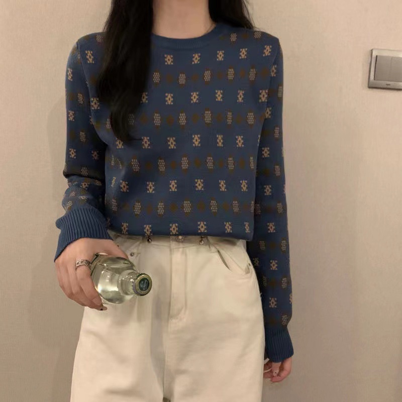 Áo Sweater Dệt Kim Tay Ngắn Cổ Tròn Phong Cách Hàn Quốc Thời Trang Mùa Xuân Mới Cho Nữ AT1091