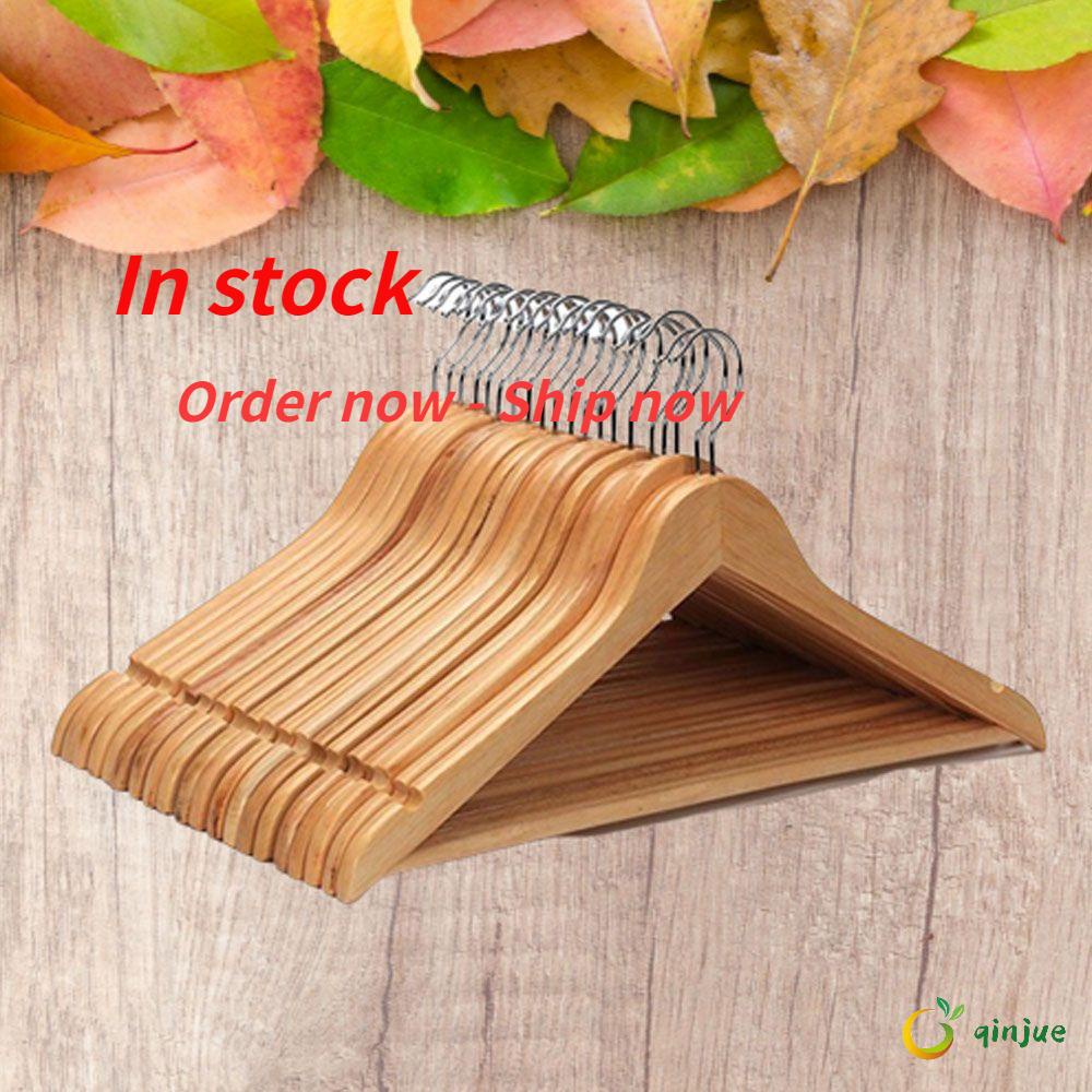QINJUE Móc treo quần áo/ móc treo đồ bằng gỗ tự nhiên đầu tròn xoay linh hoạt không biến dạng