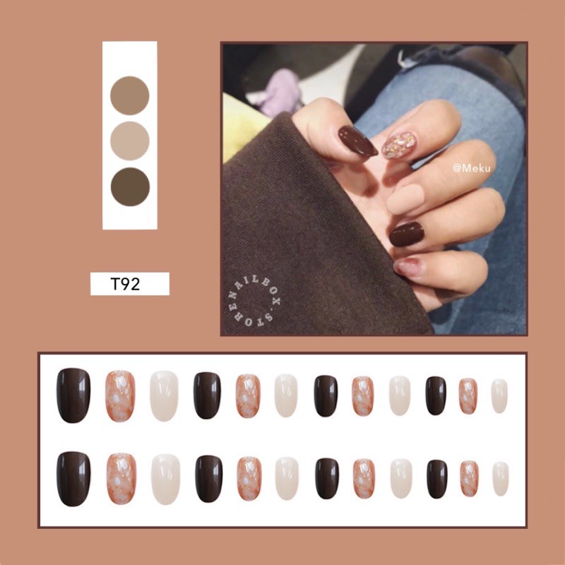 Bộ 24 móng giả D106 dáng móng dài ( Tặng kèm dũa và keo )