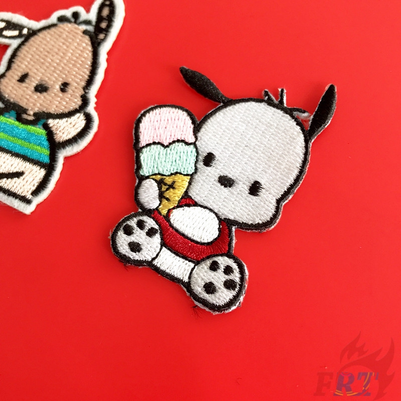 Bộ 1 / 2 miếng dán ủi trang trí quần áo họa tiết chữ Sanrio Pochacao