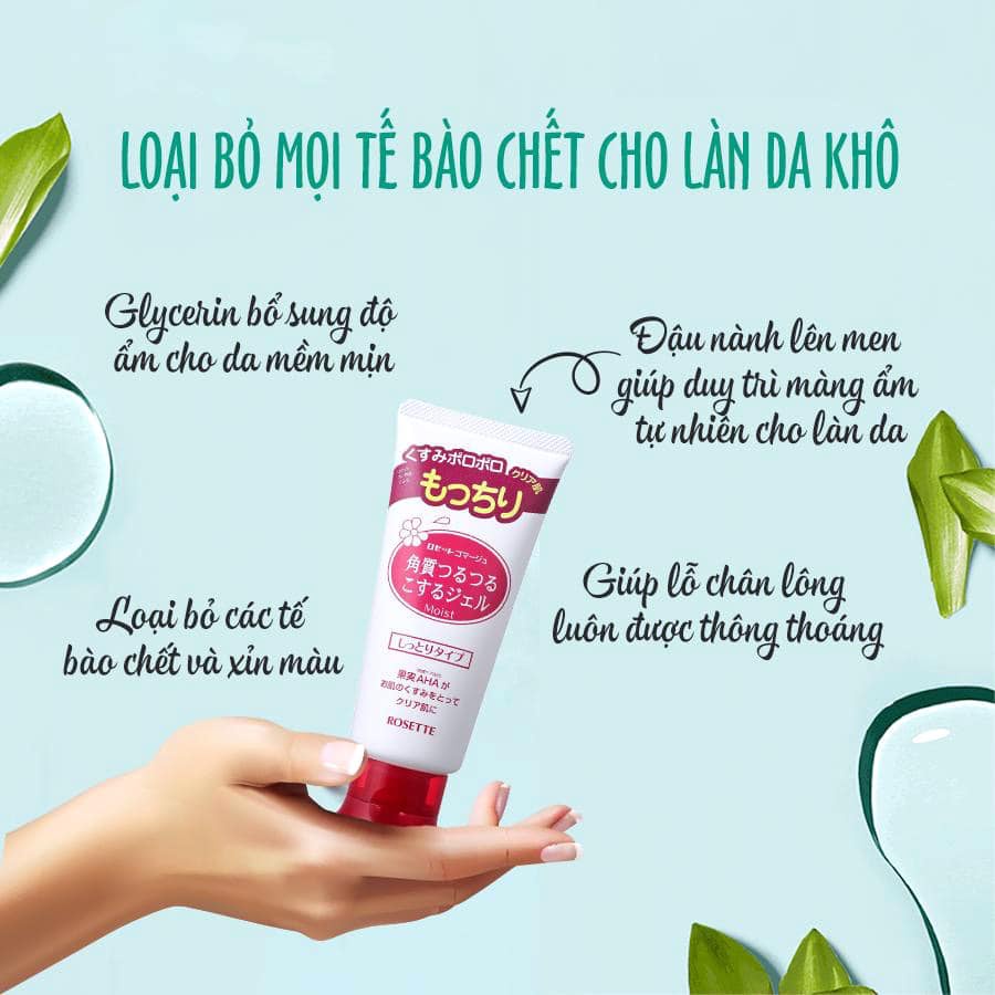 Tẩy da chết Rosette,Gel tẩy tế bào chết loại bỏ sạch da chết, se khít lỗ chân lông Nhật Bản