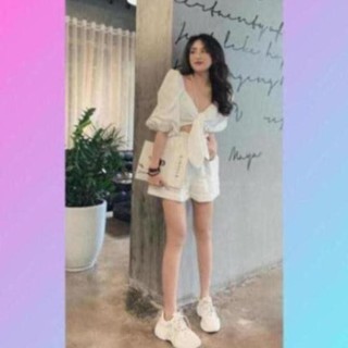 [Ảnh Thật] Croptop Tay Lỡ Thắt Nơ & Quần Short - TS Jeans Shop Jeans,Crotop,Đầm