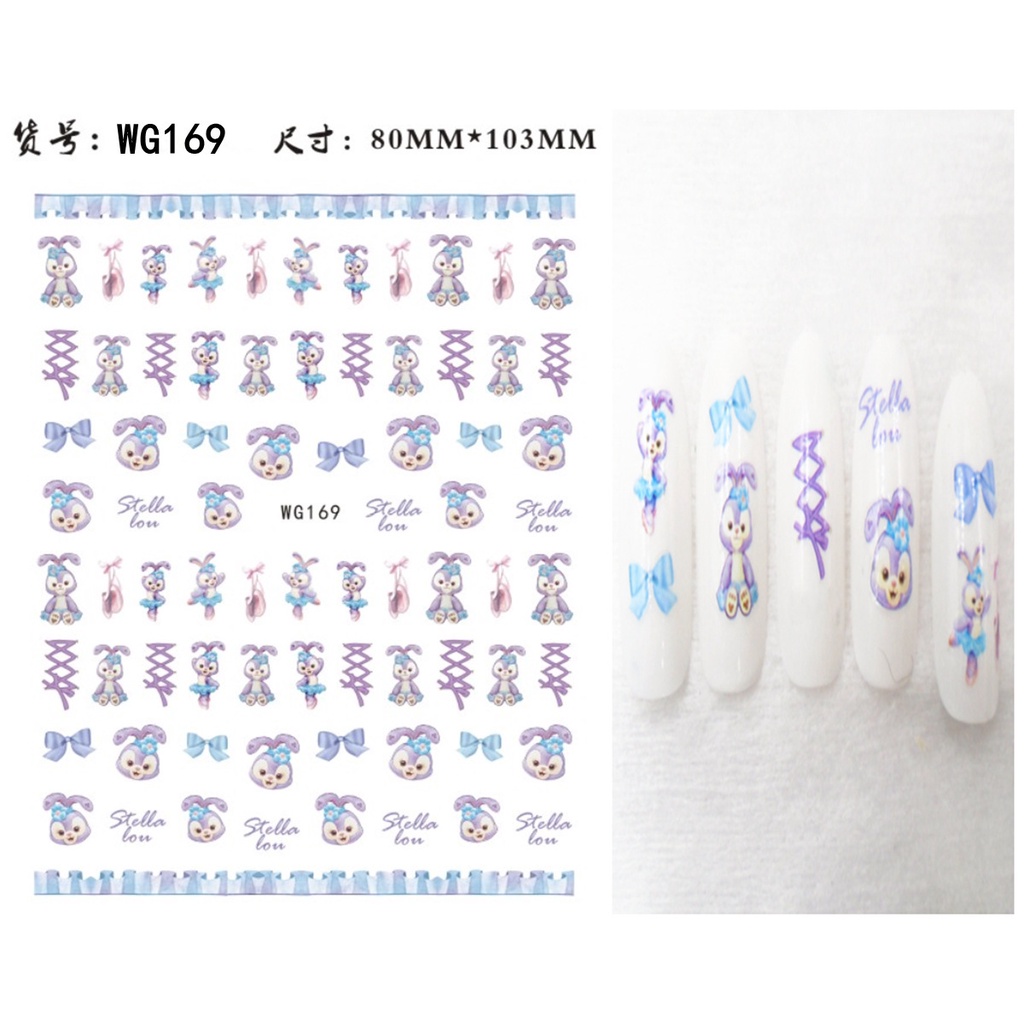 Miếng Dán Trang Trí Móng Tay Họa Tiết Hoạt Hình Doraemon/Mèo/Thỏ Dễ Thương Cho Bé